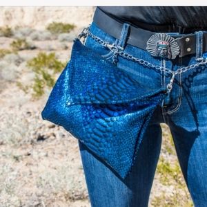 Blue mermaid leather purse